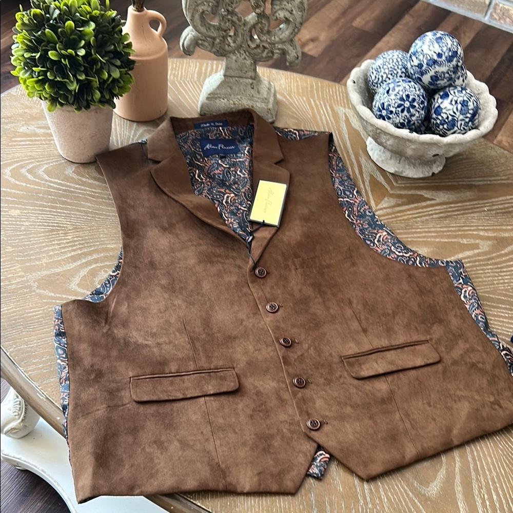 Alan Flusser Brown Vest with Paisley Interior